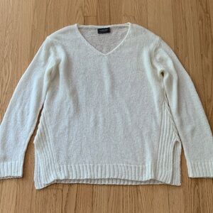 Wooden Ships Anthropologie Mohair Wool Blend Oversized V-Neck Sweater M/L Cream